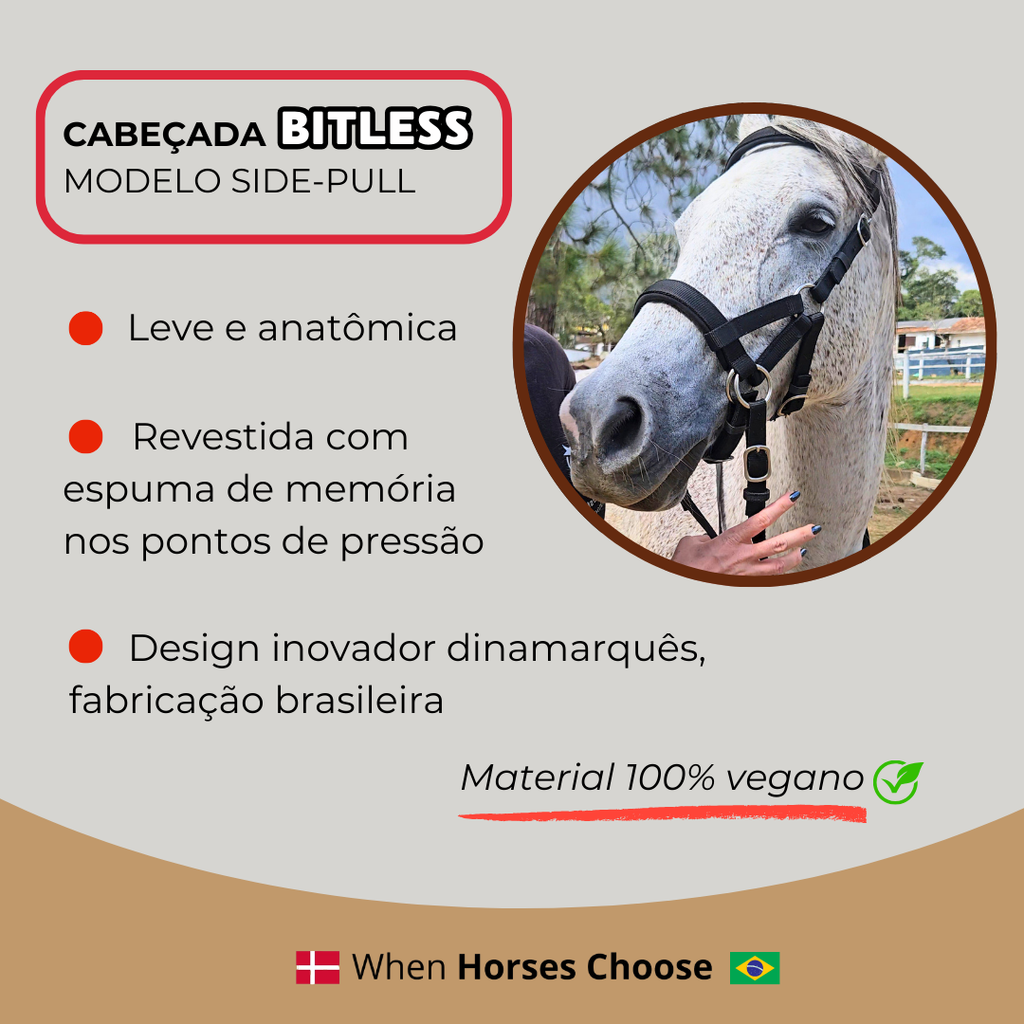 Cabeçada Bitless modelo Side-pull WHC
